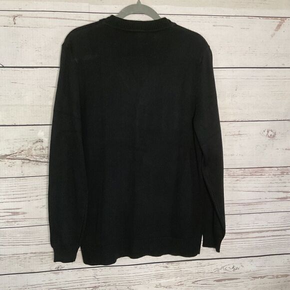 Tesla Men’s Size Medium M V-Neck Cardigan Button Sweater in Black Embroidered - Picture 8 of 11